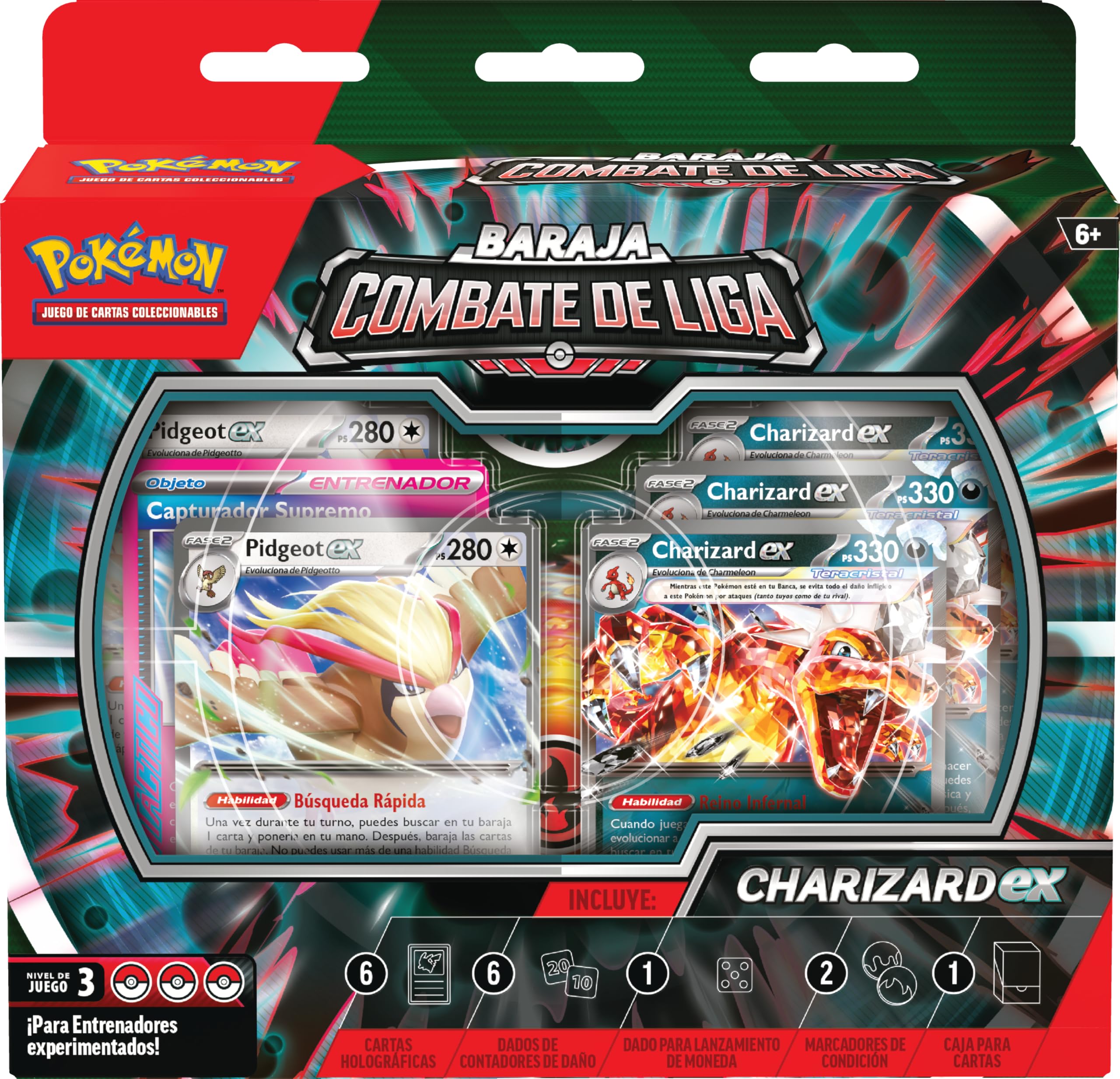 Pokémon Baraja Combate de Liga de Charizard ex de JCC Pokémon (1 baraja de 60 Cartas Lista para Jugar con Charizard y Pidgeot)