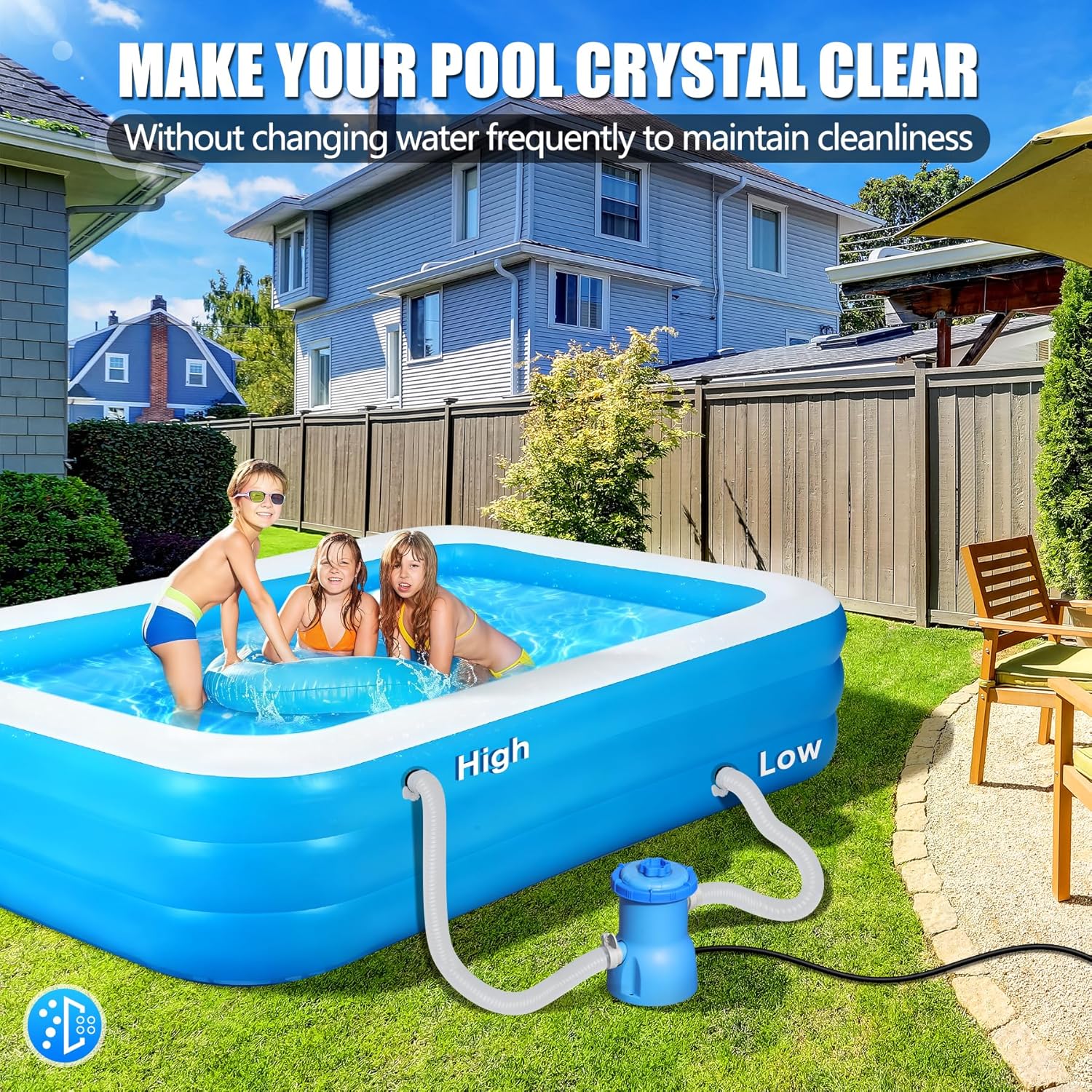 300 GPH Pool Filter Pump for Small Above Ground Pools, ETL Certified Pool Cartridge Filter Pump System with GFCI, Safety & Reliable Water Circulation Pumps - Rapidly Capture Debris in Water