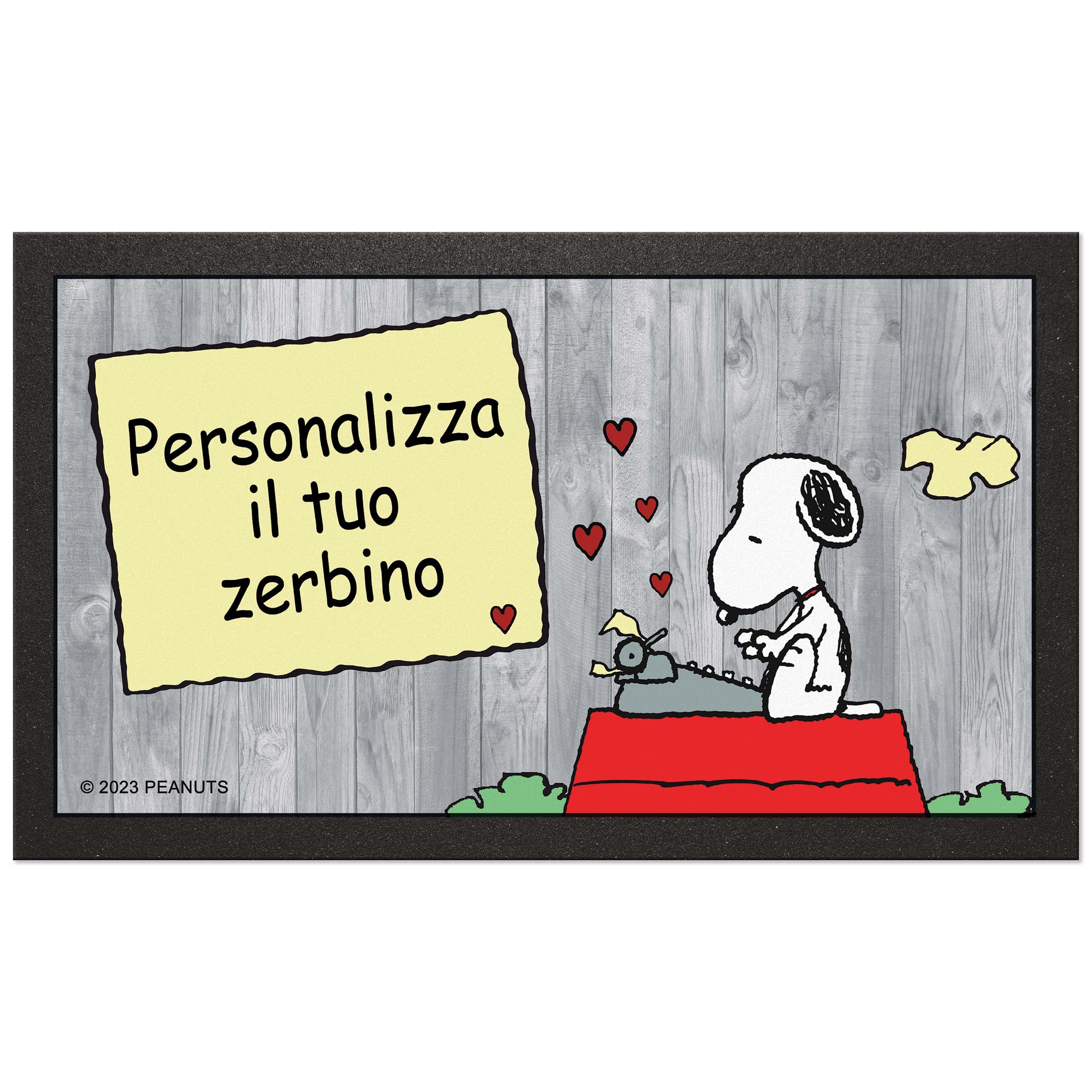 La Zerbineria Peanuts - Zerbino Personalizzato Format Mod. Snoopy Typewriter cm. 40x68 cod. 22355