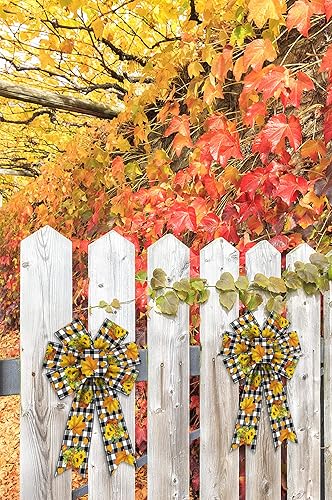 Miniatura 10 de 2 lazos de otoño para corona, lazos de corona de calabaza de Acción de Gracias, lazos de otoño para camión, lazo de arpillera natural naranja para