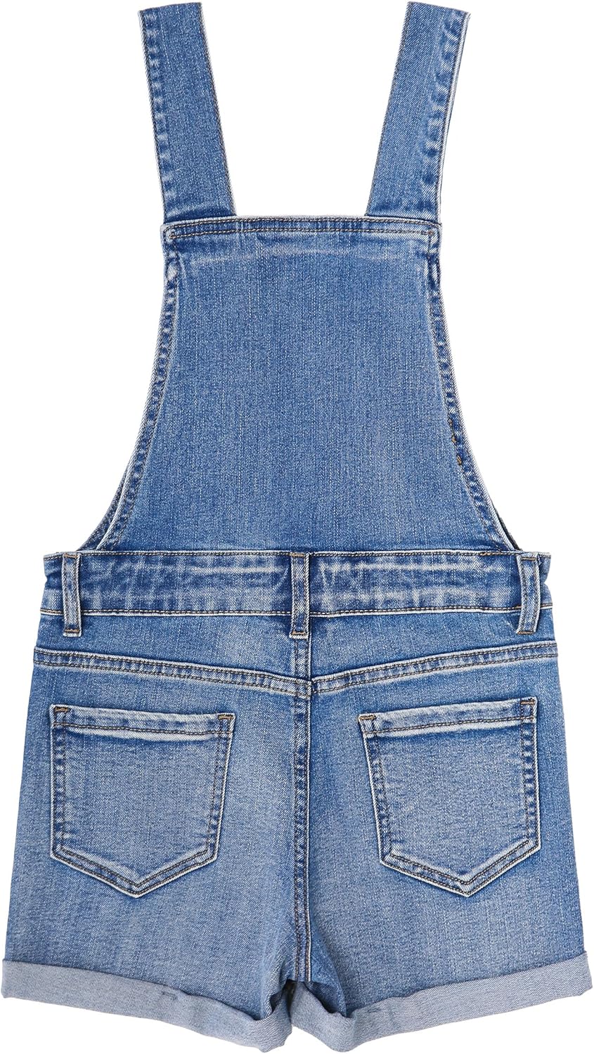 KIDSCOOL SPACE Girls Shorts,Little Big Girls Stretchy Denim Ripped Summer Shortalls - Image 2