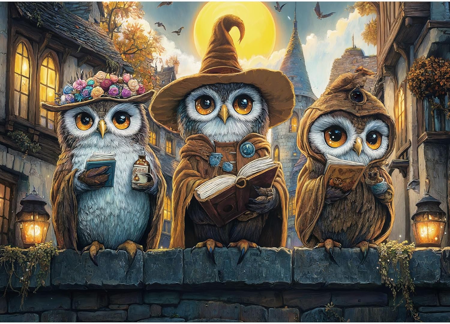 Puzzles for Adults 1000 Pieces, Owl Family Puzzles Fantasy Animal Jigsaw 1000 Piece Puzzle for Adults, Challenging Family Decoration Puzzle Toy Gift (27.5"x19.6"), 1:1 Poster