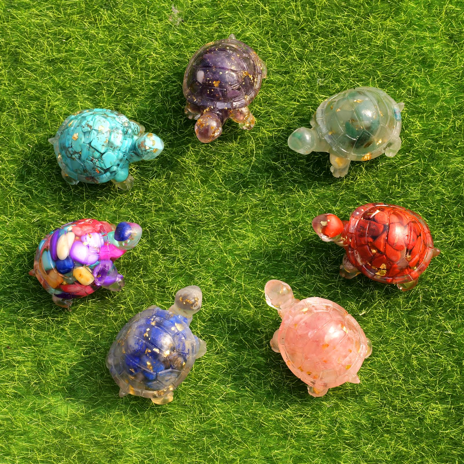 RJINGSHI 8PCS Crystal Turtle Figurine Sea Turtle Resin Turtle Decor for Home Office Decoration 1.92"-1.96" - Image 3