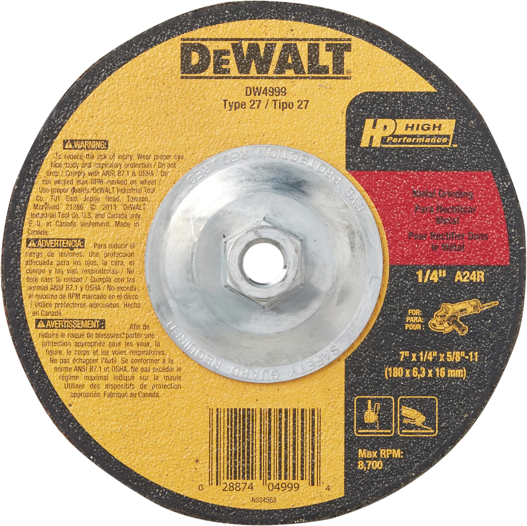 DEWALT DW4999 Metal Grinding Pt