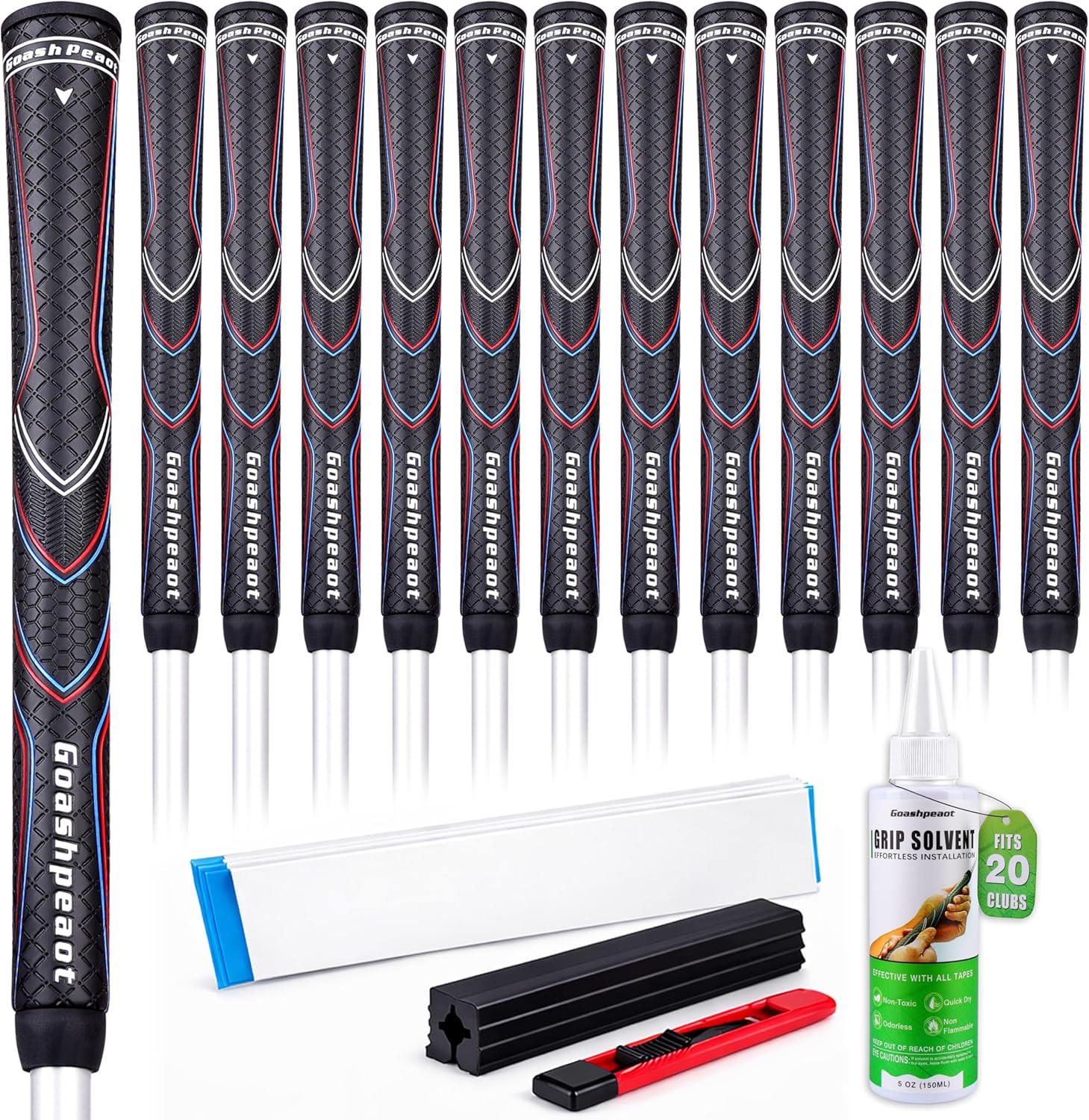 Polyurethane Golf Grips Pack of 13 with Regripping Kit，Advanced Texture Control Non-slip for All-Weather Conditions Golf Club Grips,Comfortable Tackiness Feel Golf Grips for Men
