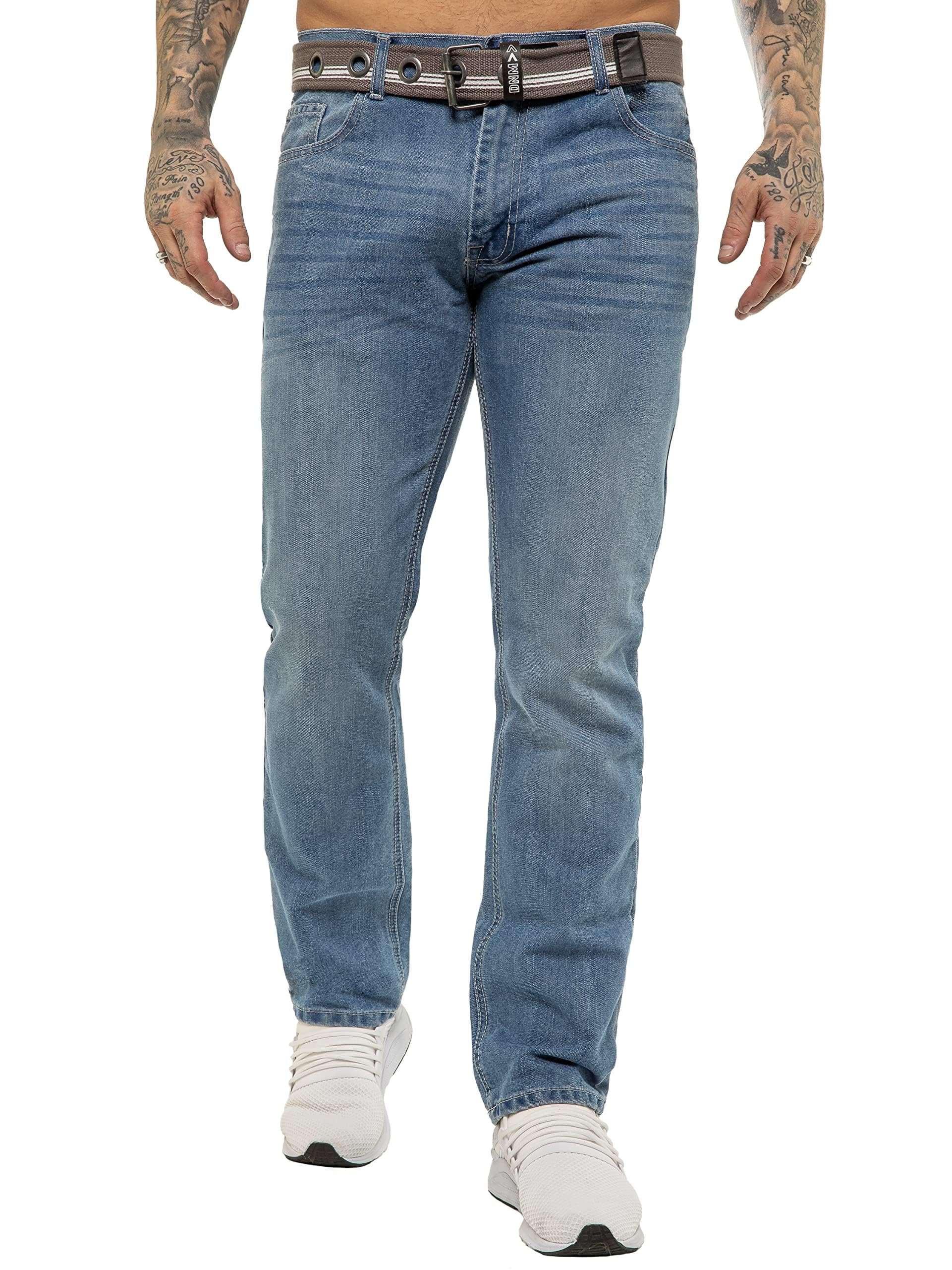 989Zé Enzo Men's Light Blue Straight Leg Jeans Regular Fit Denim Trouser Pants Uk Ez399 44W / 34L