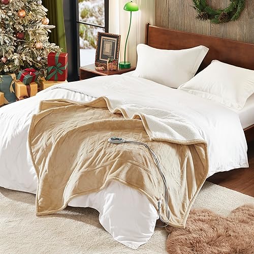 Vista 97 de Beautyrest - Manta Eléctrica Reversible de Felpa ultraligera - Manta Eléctrica, Regulador de Múltiples Niveles de Calor Acogedor Sofá Sala de Estar
