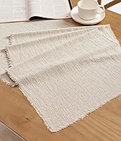 Vitalizart Beige Cotton Linen Table Runner 14x72 Inches Slub Texture Rustic Farmhouse for Dining Wedding Holiday Decor