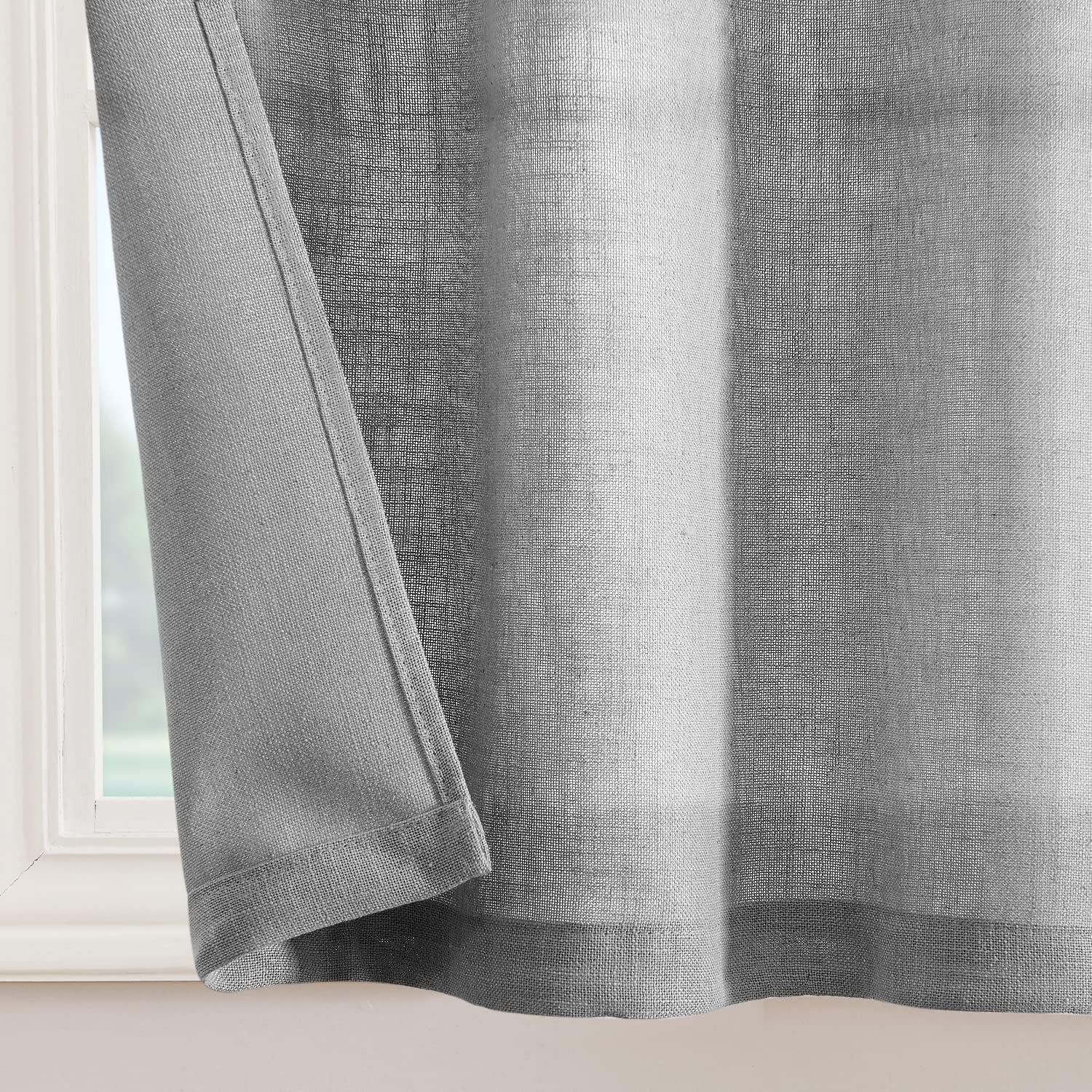 Rideau Cuisine Beige Court à Passe Tringle 2 Pièces 70x60cm – Semi-Transparent Lin Effet – Idéal Fenêtre, Sous Évier, Placard
