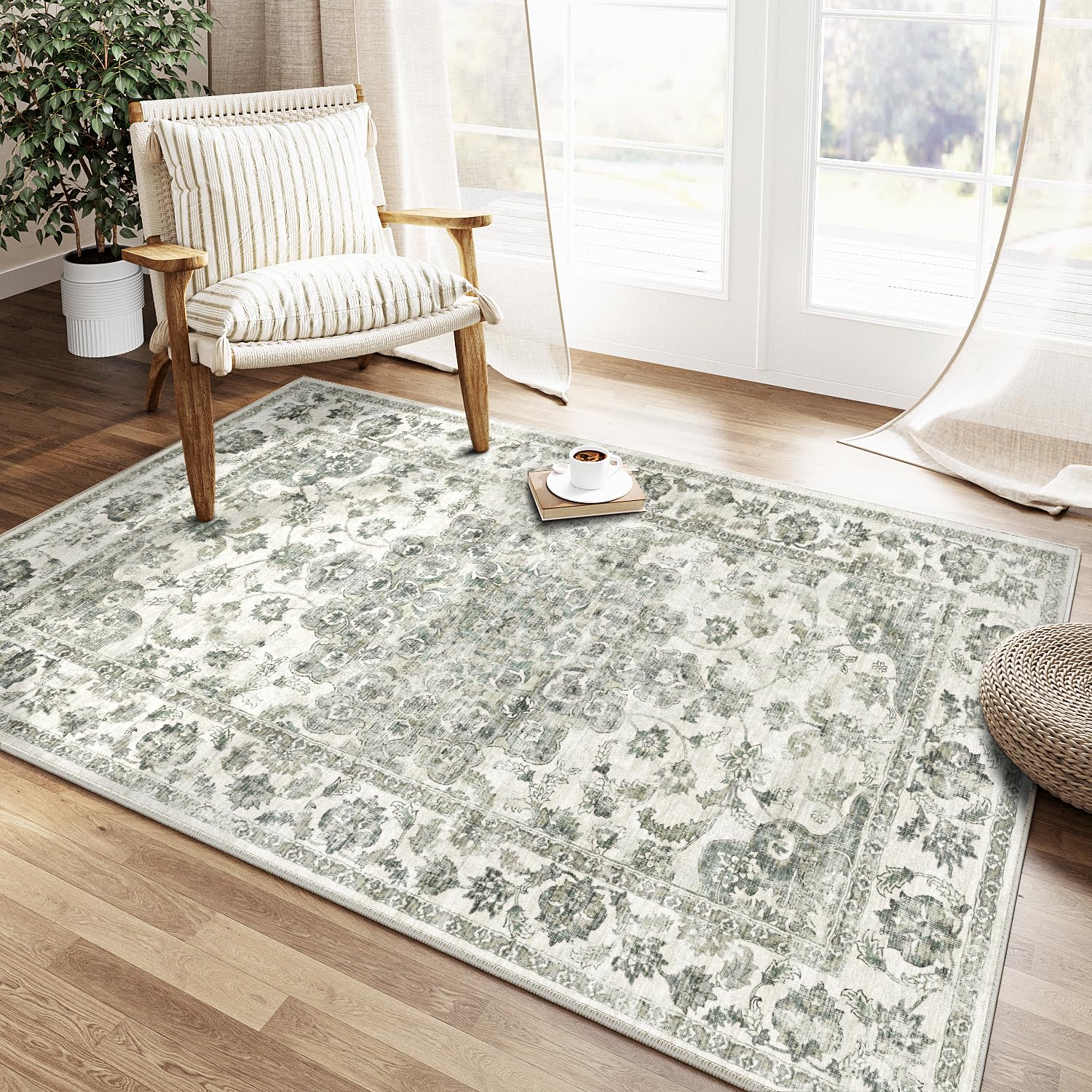 HUGEAR Vintage Rugs Living Room Rug 80x150cm Green Washable Carpet โ image 1
