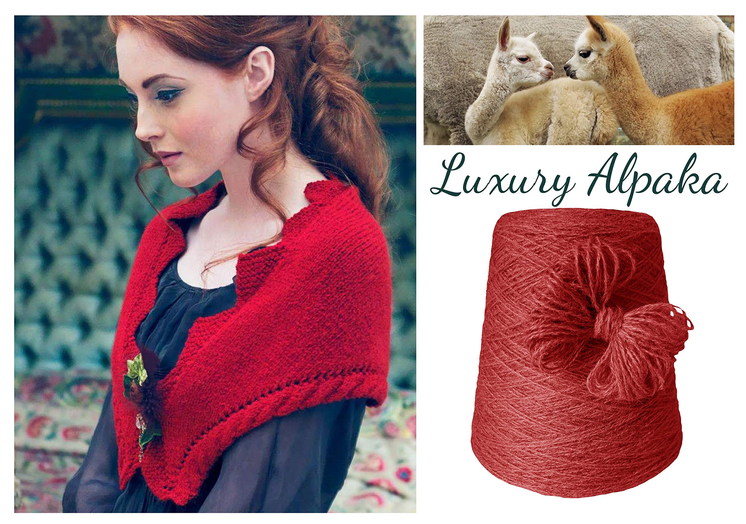 100% Alpaka 500 Gramm günstige Wolle zum Stricken Strickwolle Handstrick Wolle Alpakawolle Stricken Häkeln Garn kratzfrei Nadel 3 3,5 4 5 - Rot