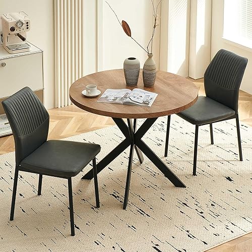 Miniatura 13 de Juego de mesa de comedor redonda de 37 pulgadas para 4, moderno juego de café de cocina de círculo pequeño para apartamento, sala de estar, oficina,