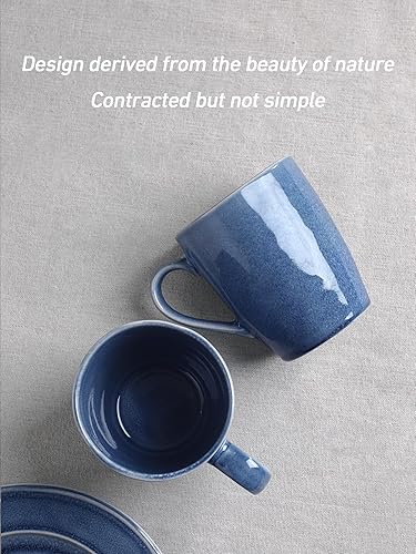 Miniatura 3 de famiware Juego de 4 tazas de café redondas con asa para cacao, leche, chocolate caliente, té o agua, tazas de cerámica para cocina, esmalte