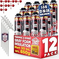 ixirpro Mega Size Closed Cell Spray Foam Insulation (12 x 30 oz Cans) High Density Expanding Sealant for Walls Ceilings Doors Windows