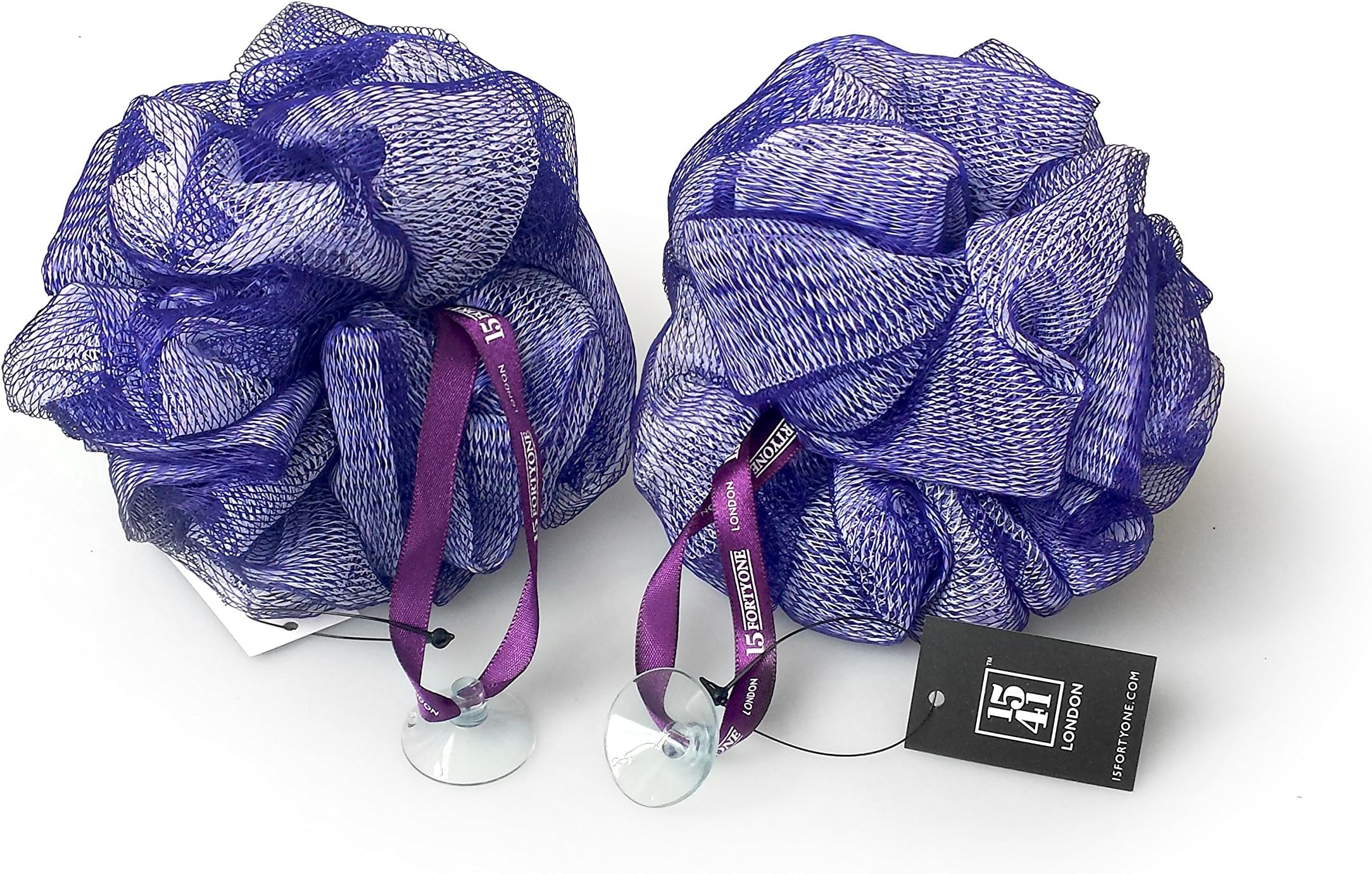 Exfoliating Bath & Shower Body Puff/Scrunchie/Buffer TWIN PACK (Aubergine)