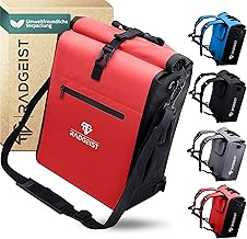 3-in-1 Bicycle Bag for Pannier Rack, Bicycle Backpack, Pannier Rack Bag, Shoulder Bag, with Laptop Compartment, Waterproof, 25 L, Red