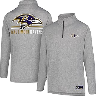 Ultra Game NFL Official Adults Super Soft Quarter Zip Long Sleeve T-Shirt