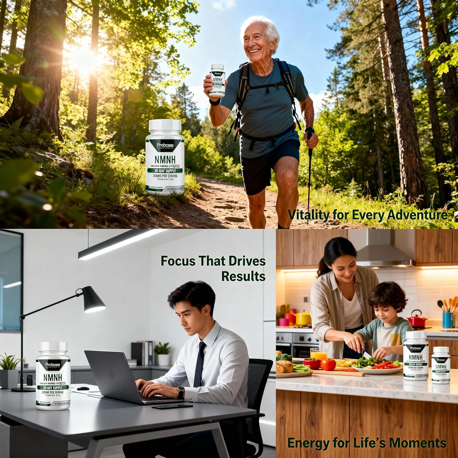 Uthpeak NMNH NAD Supplement 250mg - Recommended Dose for Healthy Aging, a Memory Focus Supplement for Cognitive Function Support (60 Capsules) - Alternative to NR, NAD, Quercetin and Fisetin