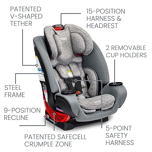 Miniatura 3 de Britax One4Life Asiento de automóvil, 10 años de uso, 5-120 libras, cambia de una silla de bebé orientada hacia atrás a un asiento elevador hacia