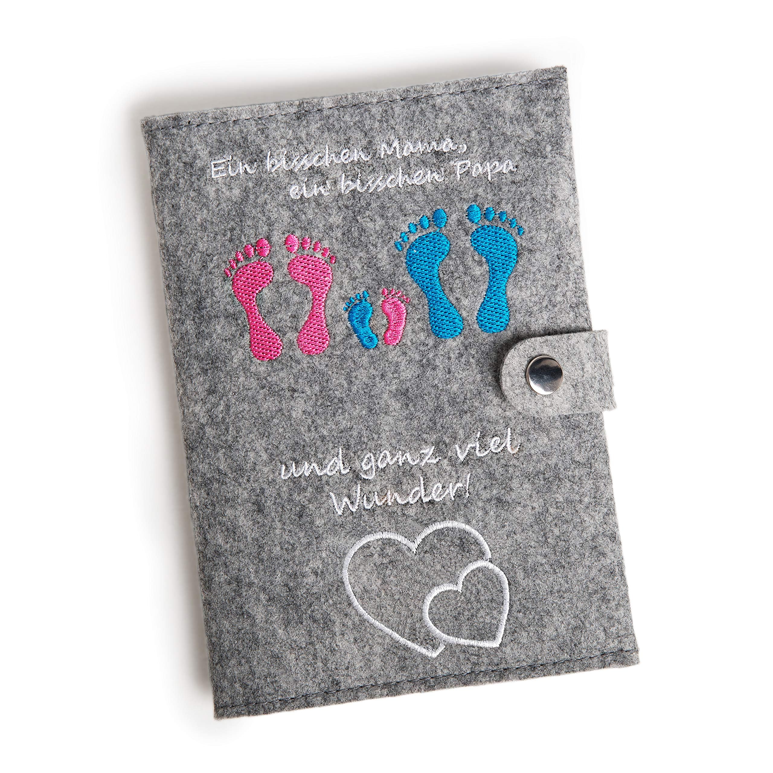 Homery Mutterpasshülle Filz, Hülle Mutterpass Deutschland, Mutterpass Schutzhülle mit U-Heft Hülle und Impfpass Organizer, Mutterkindpasshülle mit Fach für Ultraschallbilder (Deutscher Mutterpass)