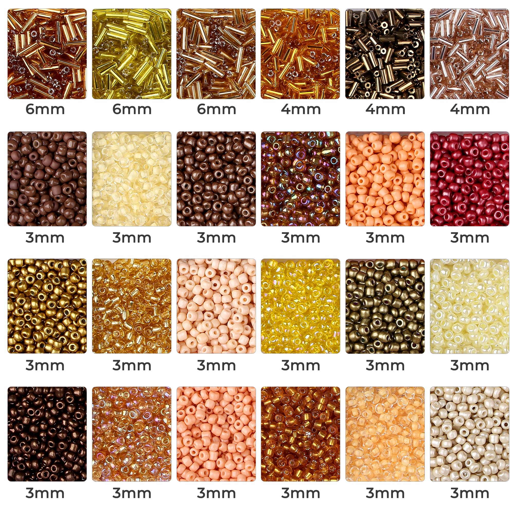 Gold Glass Seed Beads Kit - 7500pcs for Crafting -4