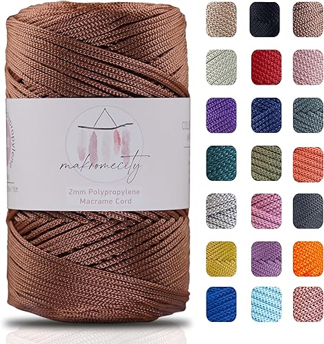 Miniatura 88 de Makromecity, 2 madejas de cuerda de macramé de poliéster de 0.079 in x 250 yardas (750 pies) de 0.079 in de polipropileno para macramé, arte
