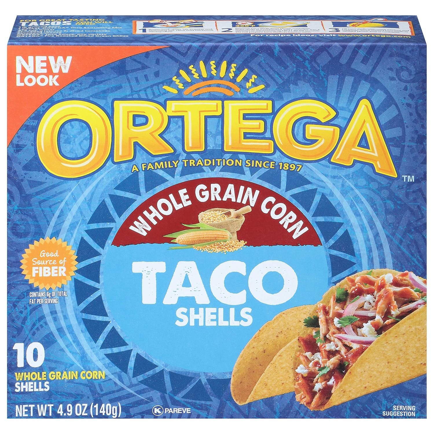 Ortega Taco Shells, Whole Grain, 10 Count (Pack of 12)