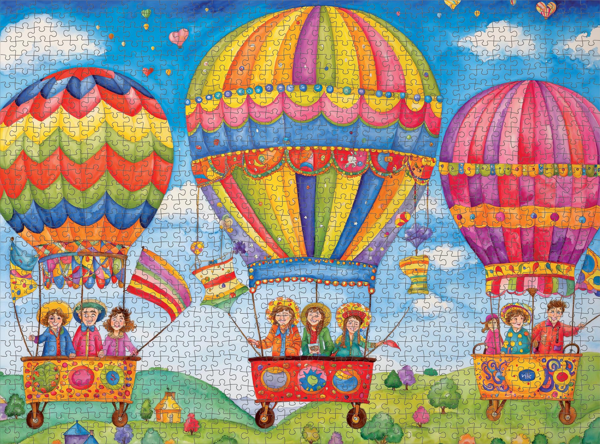 Floating on Cloud Nine by Cross & Glory, 1000 Piece Jigsaw Puzzle for Adults, Vibrant Hot Air Balloon Fantasy Picture - Image 4