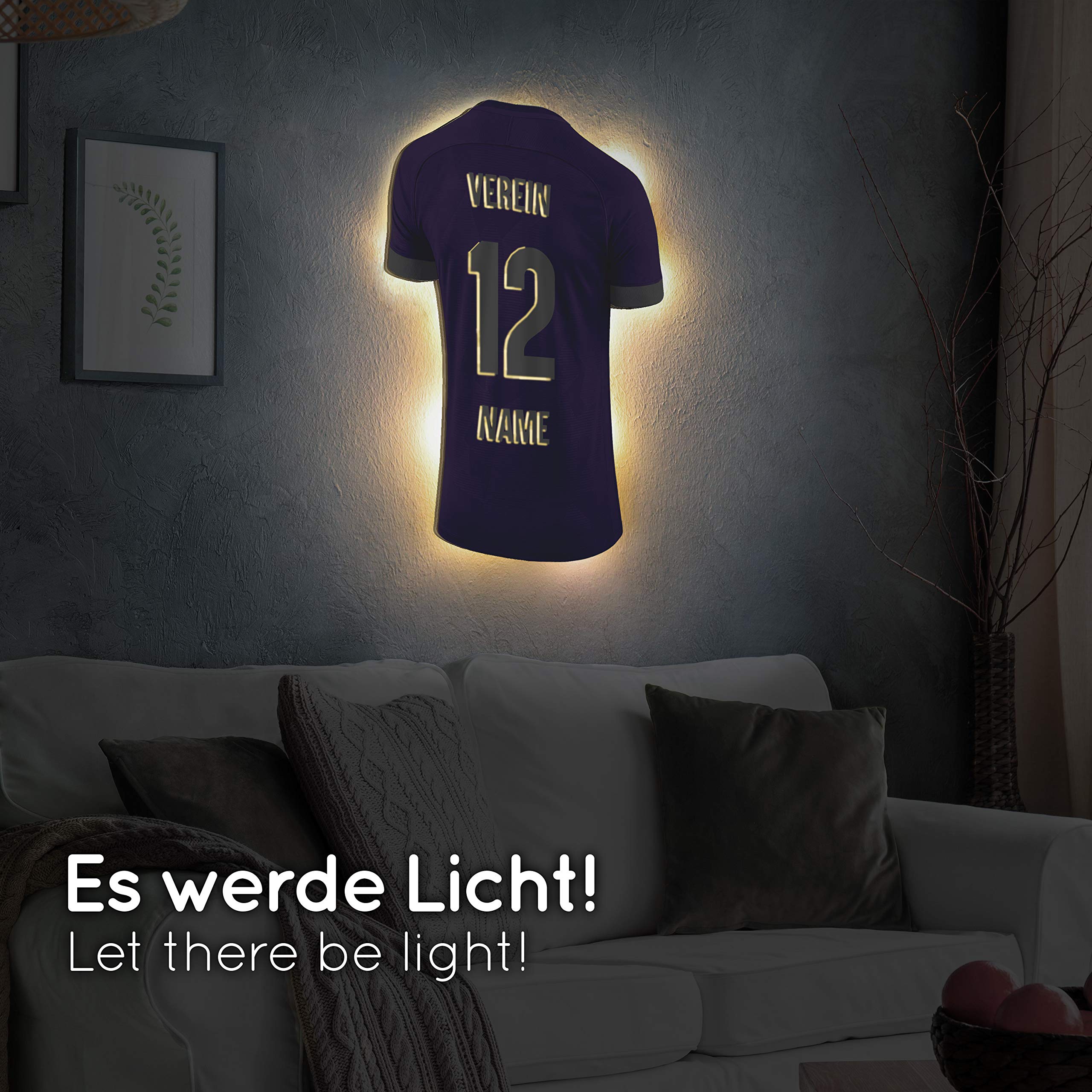 Elbeffekt Trikotlampe für AUE Fans aus Holz - personalisierbares Geschenk - schenke Dein individuellen AUE Fanartikel aus Echtholz