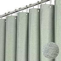 Vista 18 de BTTN Cortina de ducha extra ancha, de 108 x 72 pulgadas, juego de cortina de ducha de tela impermeable texturizada de lino con 18 ganchos