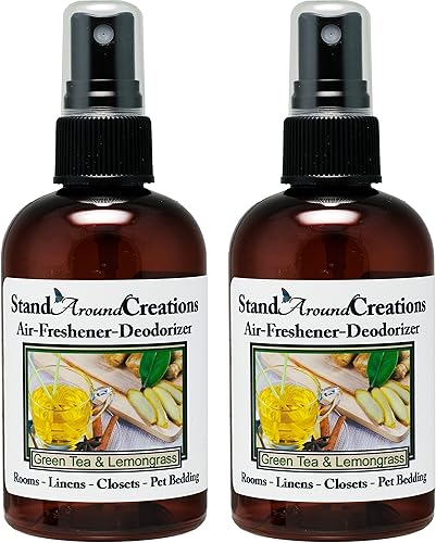 Juego de 2-4-oz.-Desodorante de aire concentrado - Té verde y hierba de limón - Ideal para coches, oficinas, armarios, aire acondicionado, camas