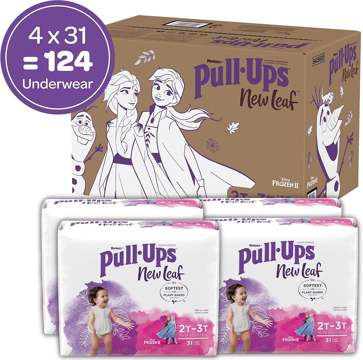 Pull-Ups New Leaf Girls' Potty Training Pants Training Underwear, 2T-3T, 124 Ct : Everything Else