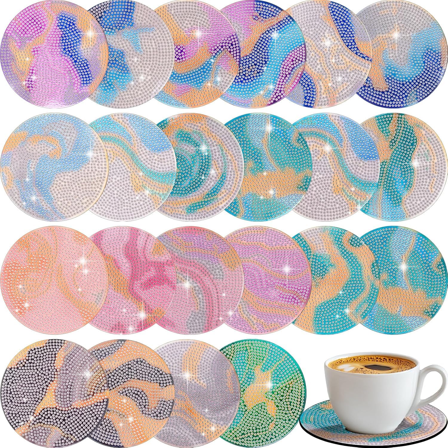 Kit peinture diamant débutant pour créer 24 sous-verres