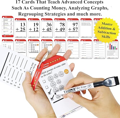 Miniatura 6 de Think2Master Adición de tarjetas flash. Aprende a sumar y restar contando, escribiendo, entendiendo y memorizando. 260 tarjetas laminadas, 39