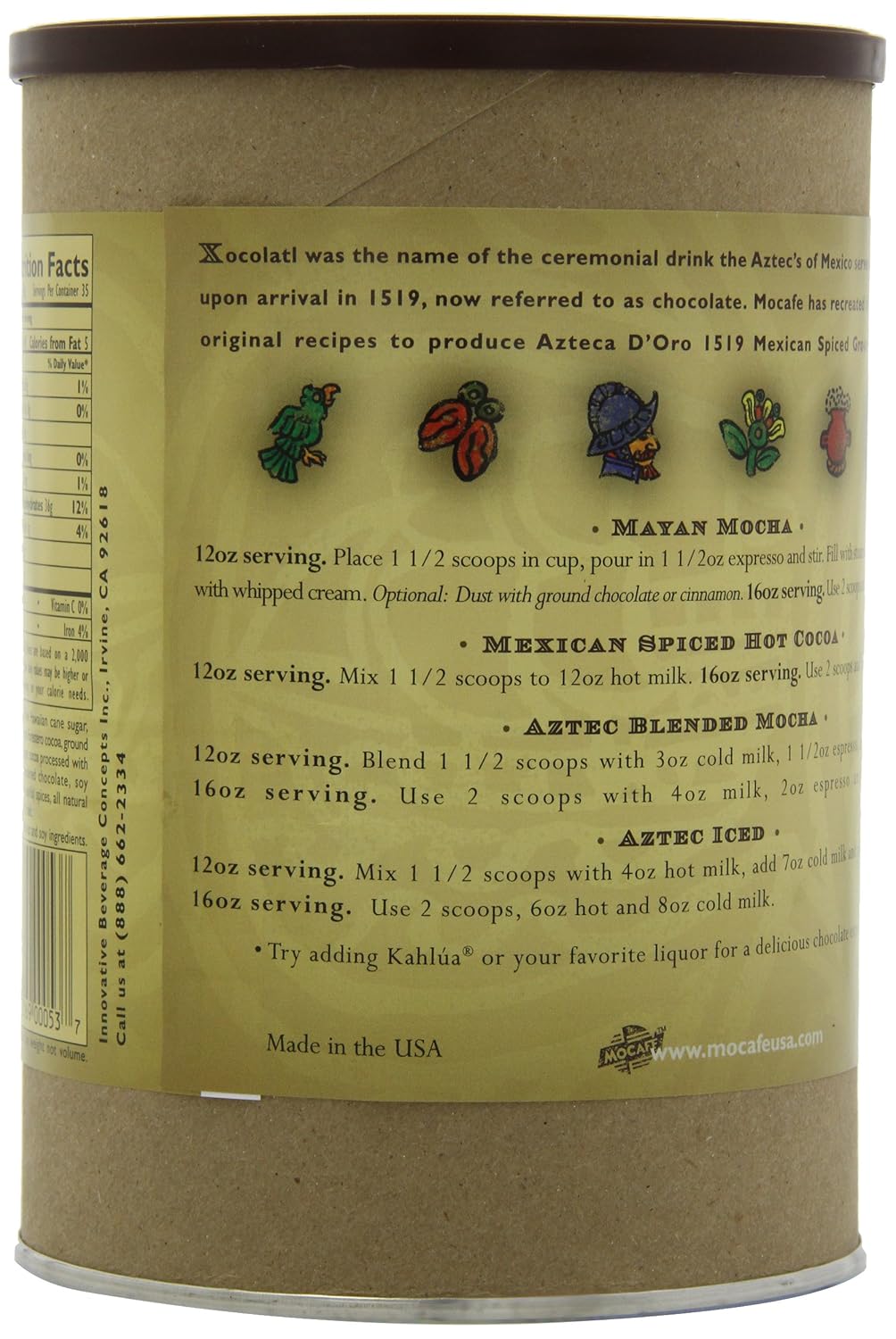MOCAFE Azteca D'Oro 1519 Mexican Spiced Ground Chocolate, 3-Pound Tins (Pack of 2)