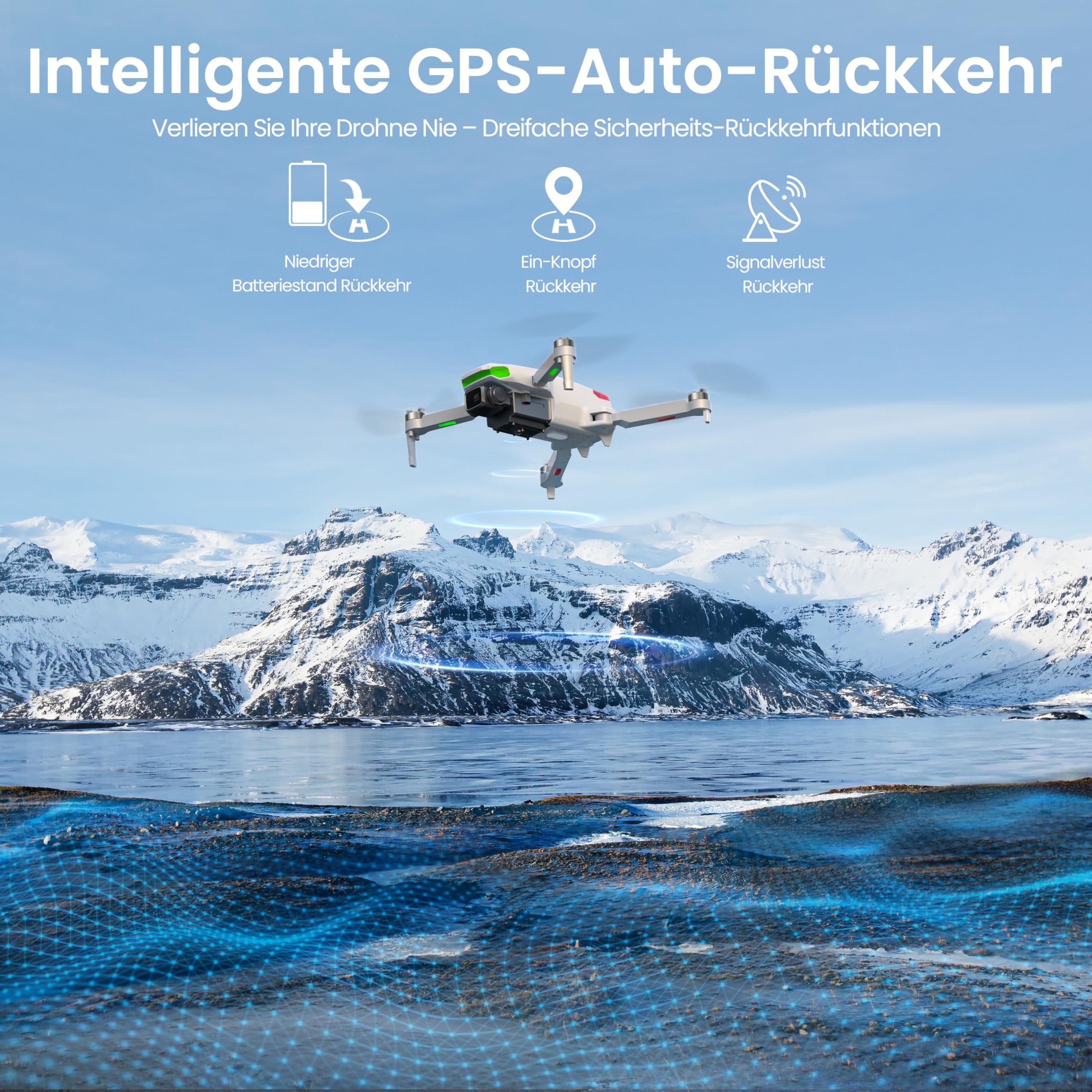 GPS Drohne mit Kamera EIS 4K für Erwachsene, mit Bildschirm auf Controller, 70 Minuten Flugzeit, 10 KM FPV Übertragung, AI Orbit Modus, Follow-Me/autom, für Anfänger Spielzeug Geschenke, unter 249 g