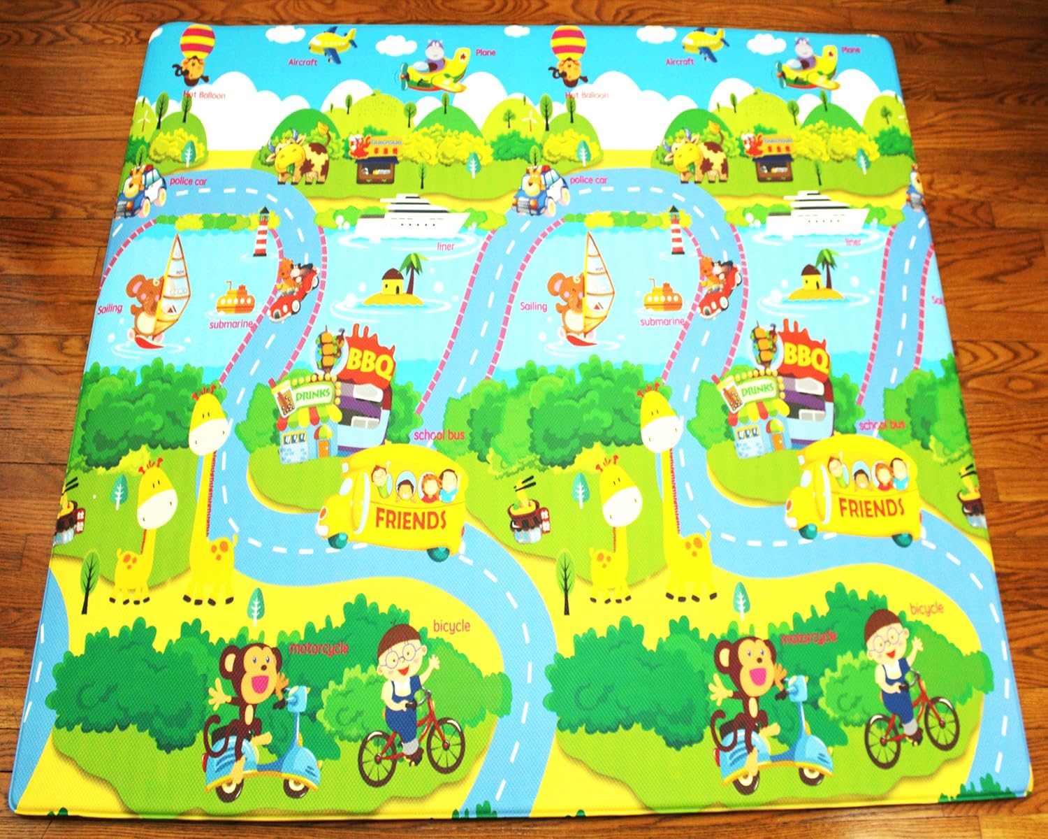 Baby Kid Play Mat Foam Floor - Gym Non-Toxic Non-Slip Large Reversible Waterproof Safe and Fun (Large, Traffic Club)