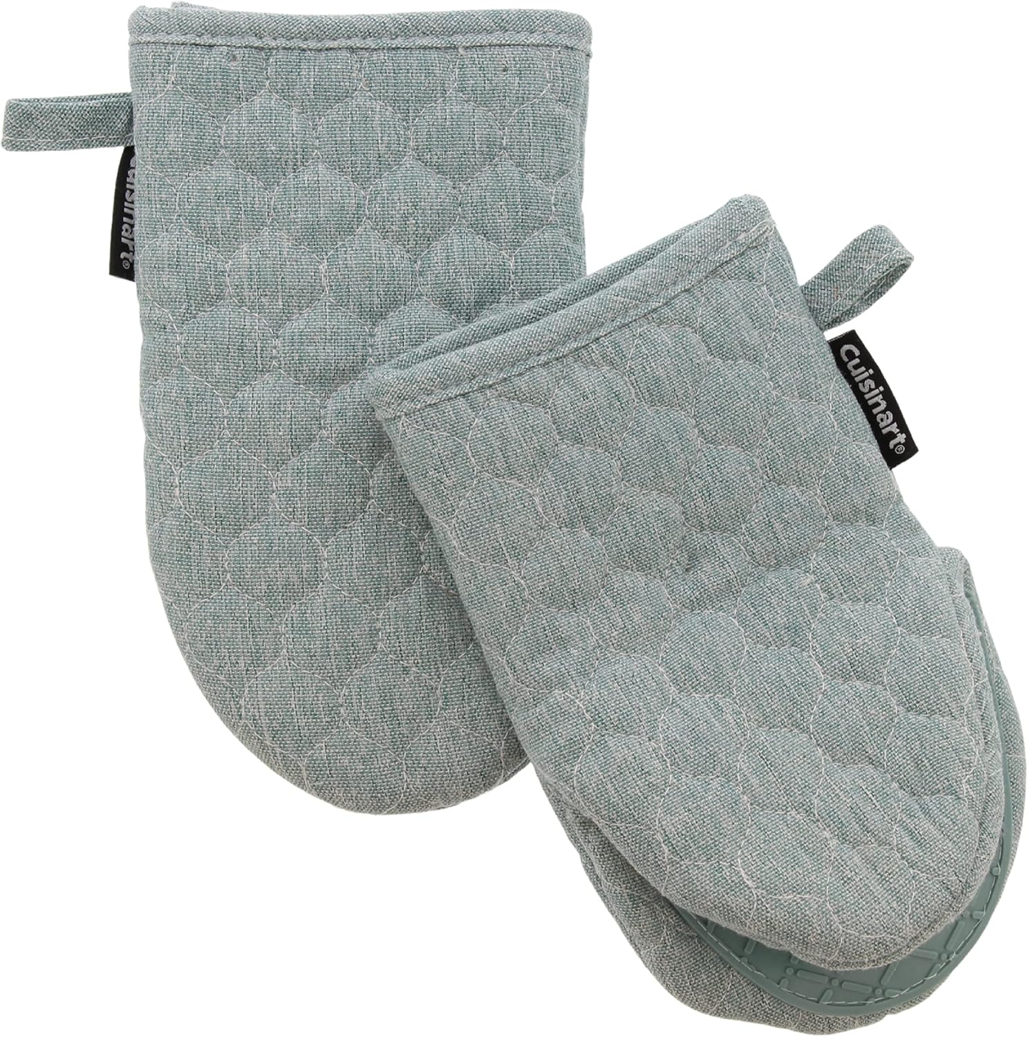Cuisinart Oversized Mini Oven Mitts with Full Silicone Grip, Teal, 2pk, Durable
