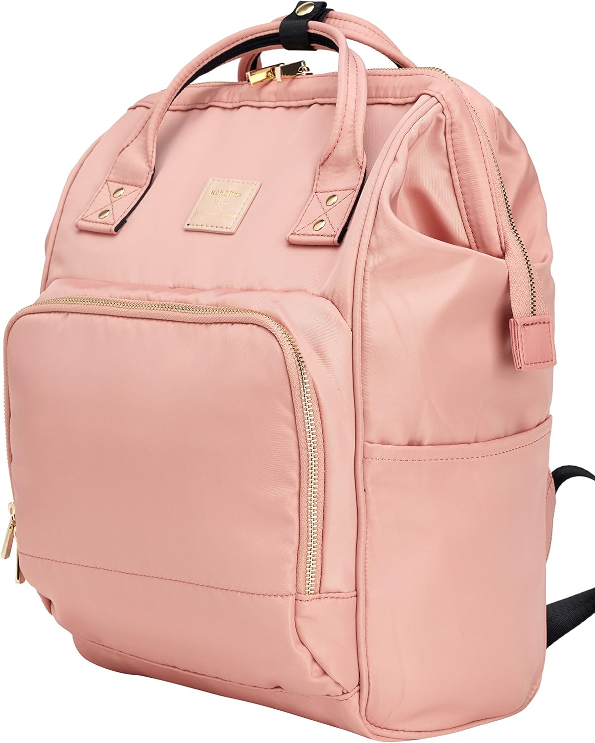 Kah&Kee Nylon Backpack Diaper Bag with Laptop Compartment Waterproof Work Travel School for Women Man (Nude Pink)