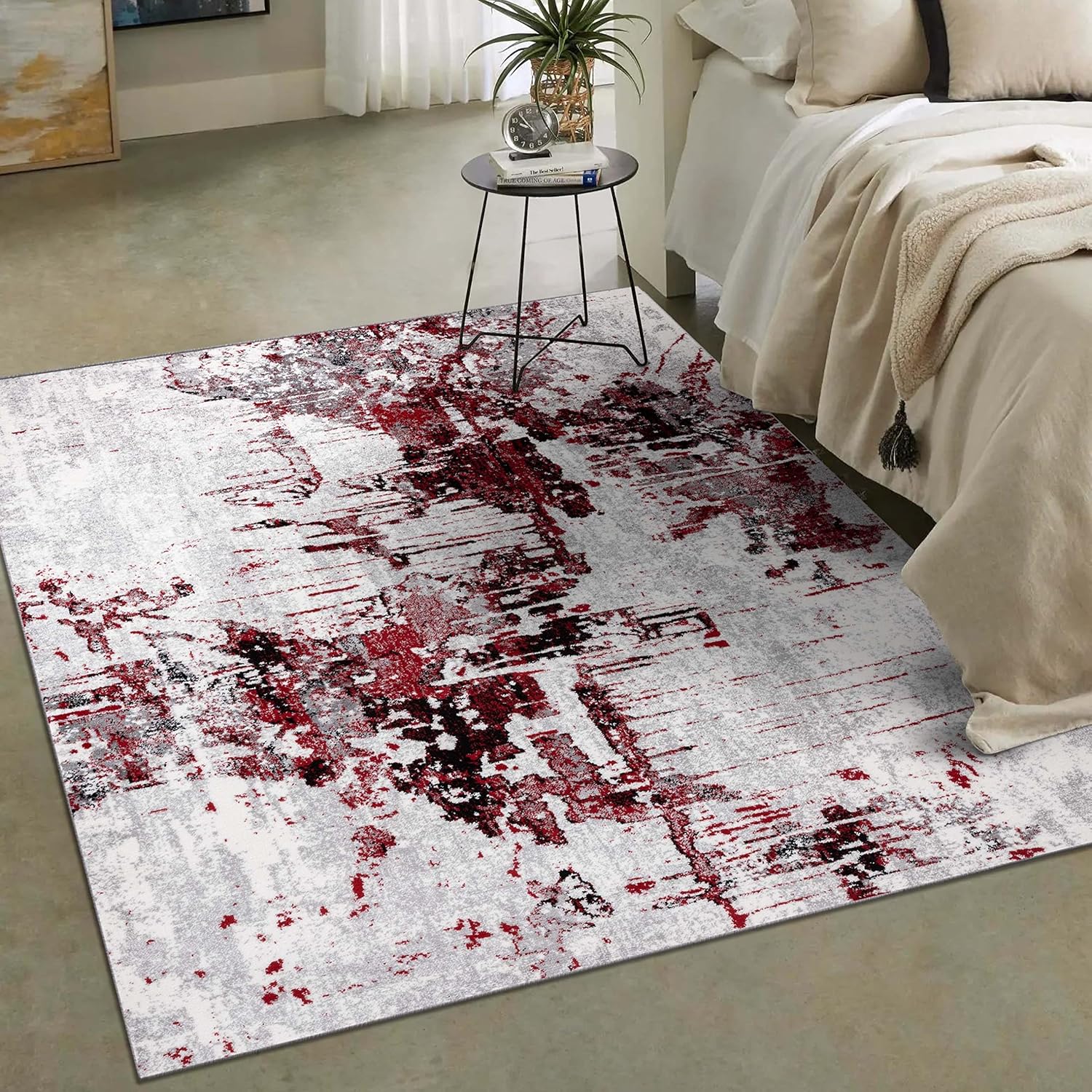LUXE WEAVERS Contemporary Abstract Area Rug, Red 5x7