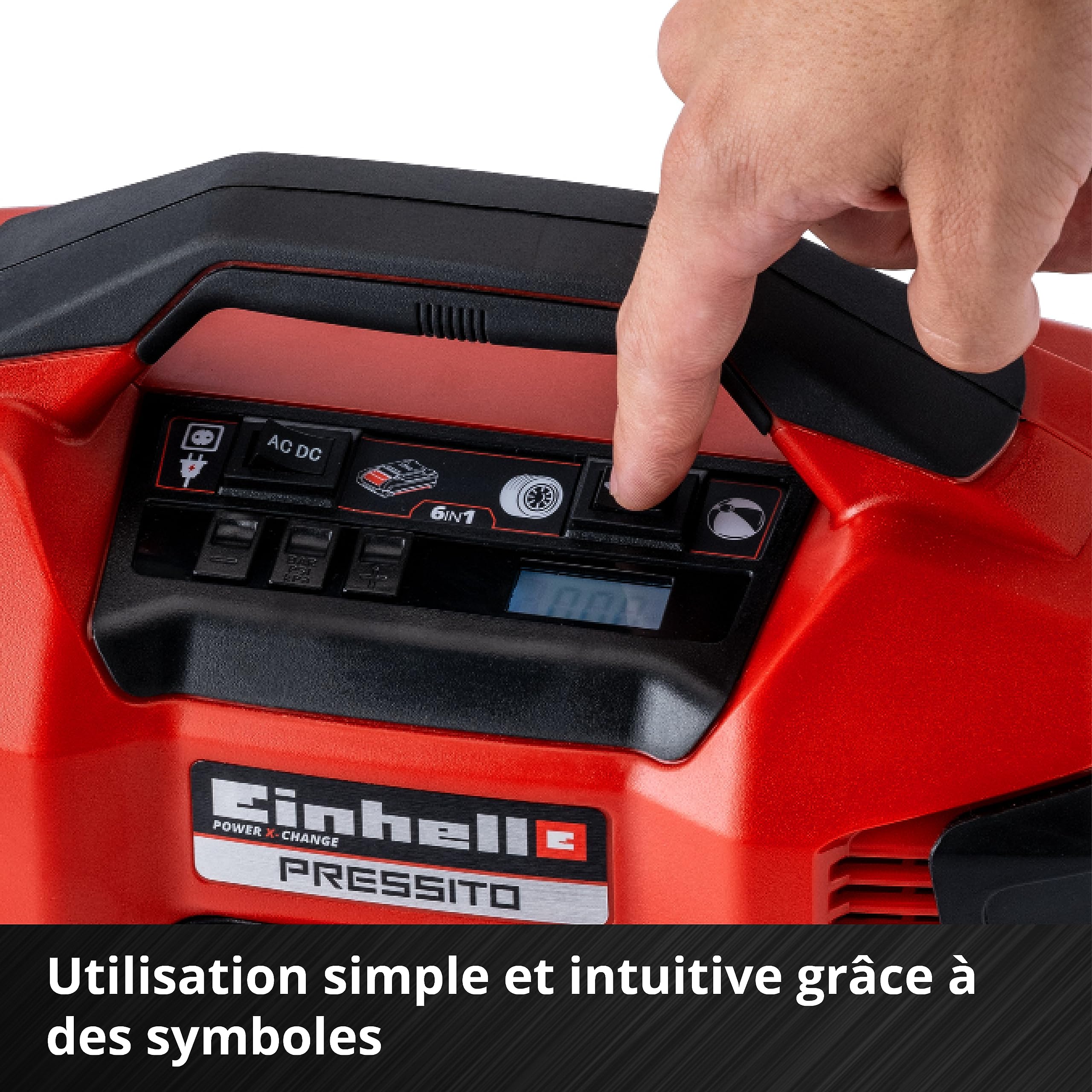 Einhell Compresseur hybride PRESSITO - Solo Power X-Change (18V, 90 W, Longueur tuyau haute pression : 710 mm, Câbles et tuyaux intégrés) Livré sans Batterie ni Chargeur