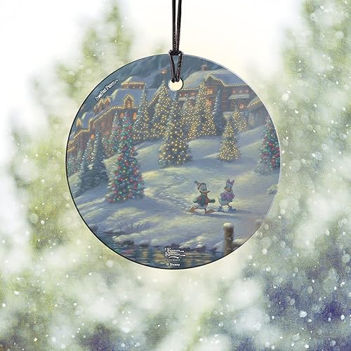 Miniatura 5 de Disney – Donald and Daisy – Mickey y Minnie Mouse – Christmas Lodge – 3.5 pulgadas Starfire Prints colgante accesorio de impresión de vidrio –