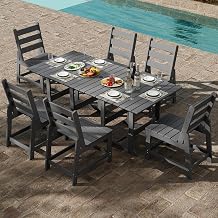GREENVINES Outdoor Dining Set for 6, HDPE Table & Side Chairs, Grey
