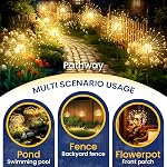 GIGALUMI Jardin Décor lumières 120LED 2Pack, Luminaires de jardin solaire pour cour extérieure fée décorative, Solaire alimenté pour cour planter par des fleurs planter patio Balcon 4th Decor de juillet (blanc chaud)
