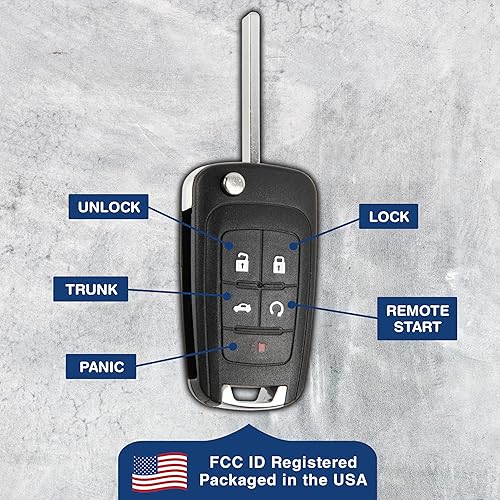 Miniatura 6 de KeylessOption Llavero remoto abatible de 5 btn de arranque remoto para GM (OHT01060512)
