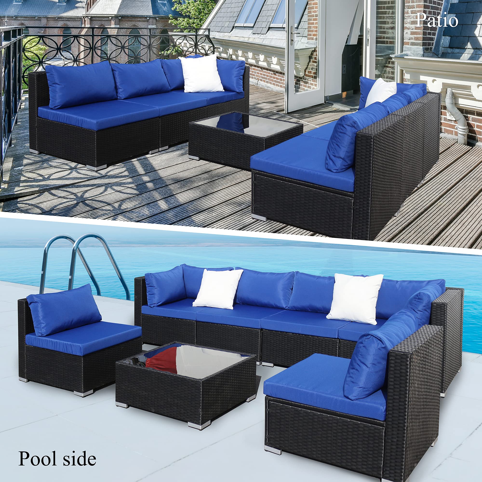 Updated7 Piece Patio Furniture Set, Outdoor Sectional Sets, Patio