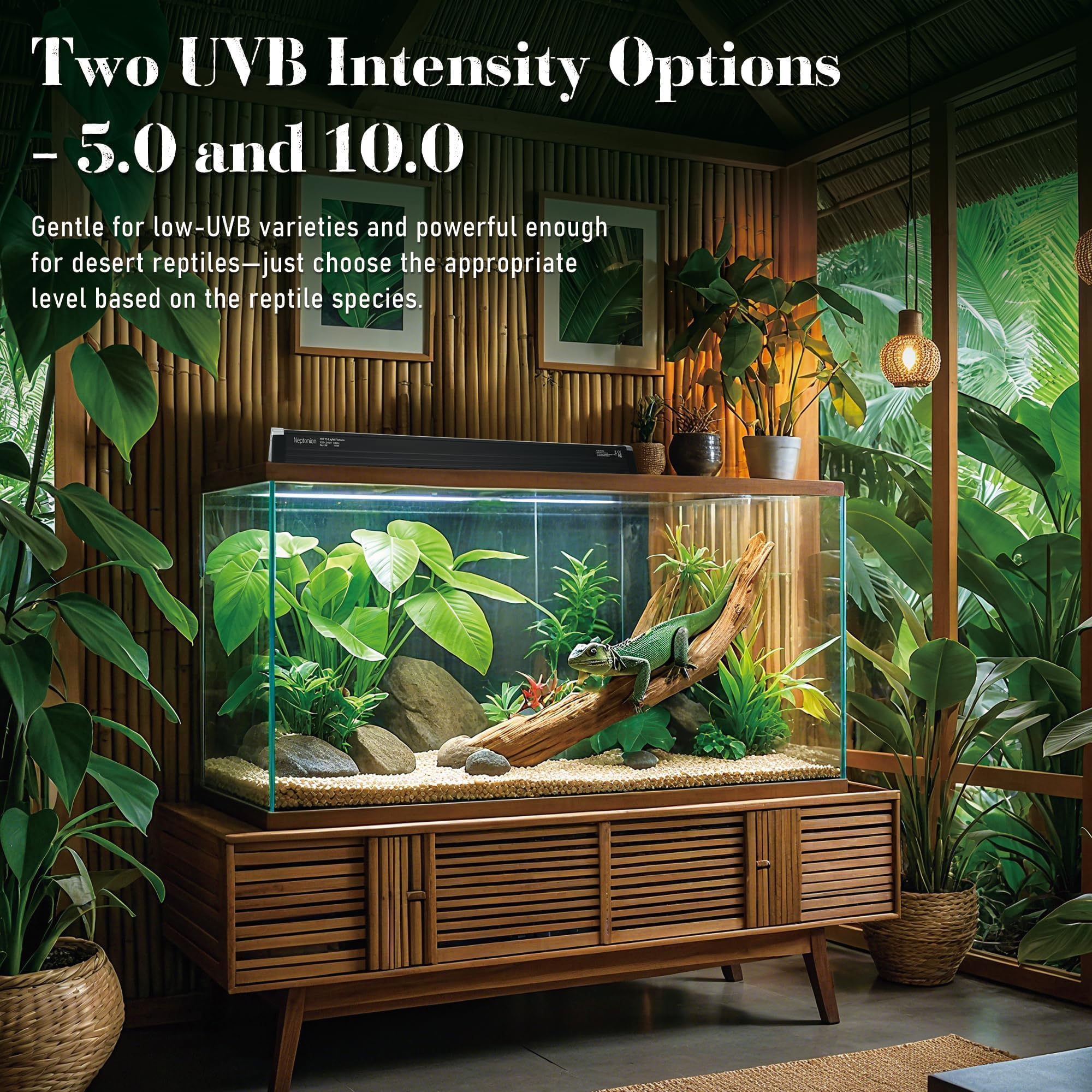 NEPTONION T5 Reptile UVB Light 34.5 Inches Fixture with UVB 5.0 Bulb High Output Hood for Terrariums, Basking Reptiles, Lizards, Chameleons, Iguanas, Bearded Dragons, 21W - image 2