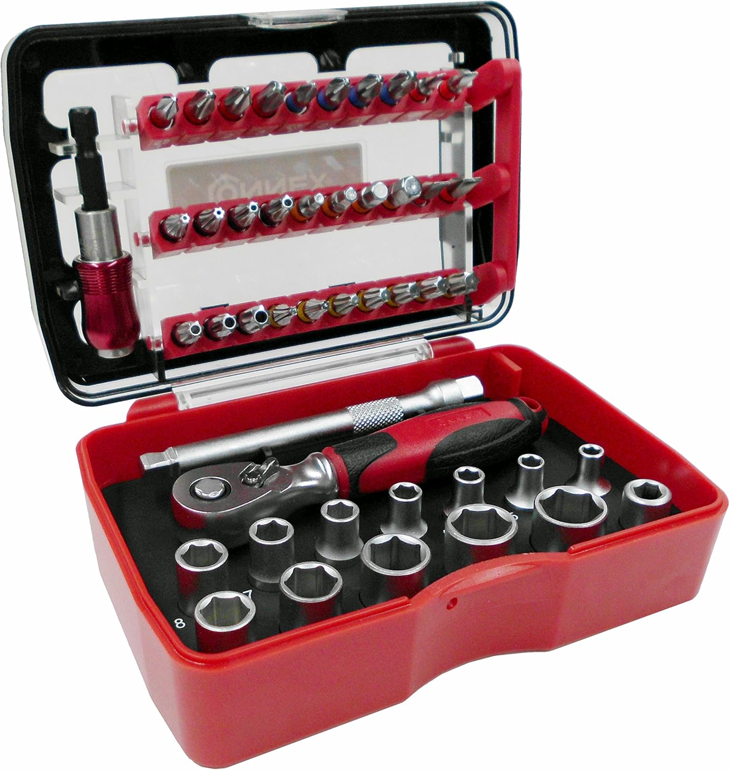 Connex COXB973946 Bit/Socket Wrench Set with Ratchet, Multi-Colour, Set of 46 Piece