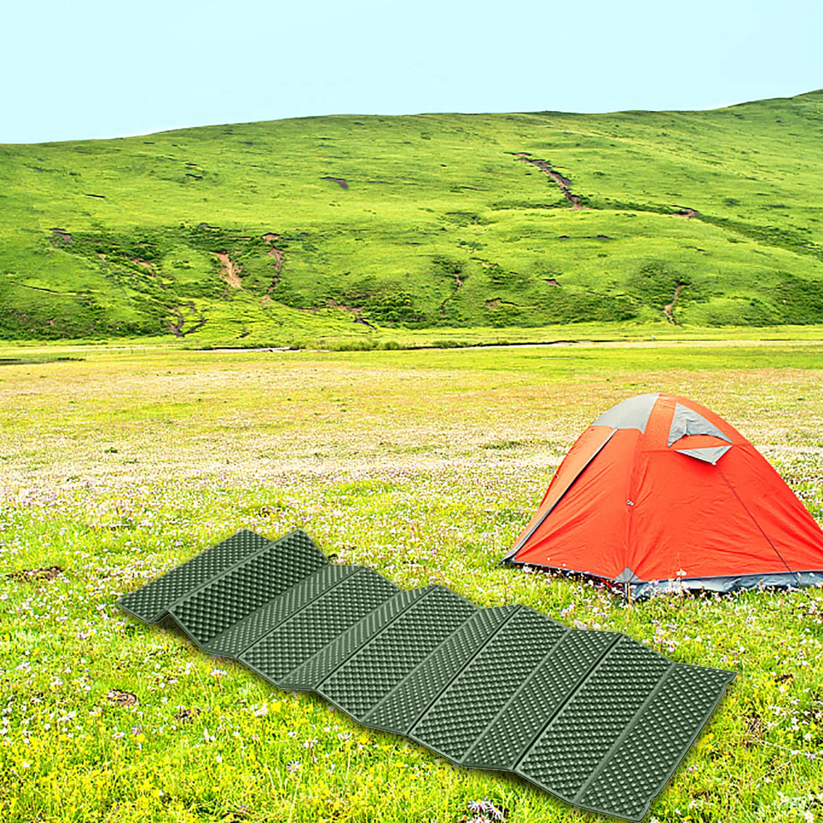 Estera de Camping de Espuma Naranja - Estera de Camping Plegable de 74.8"