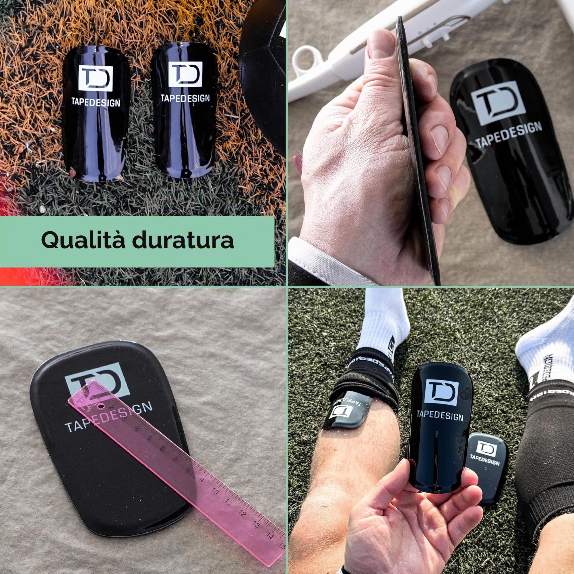 TAPEDESIGN – Parastinchi Calcio Bambino & Adulto – Ultraleggeri, Antiscivolo & Termoformabili – Shin Pads Personalizzabili – Parastinchi Piccoli Calcio Nero